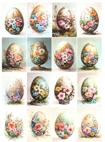 Josys Bastelmärchen Reispapier A4 Strohseide Decoupage Ostern goldene Ostereier Blumen RE6522 von Josys Bastelmärchen