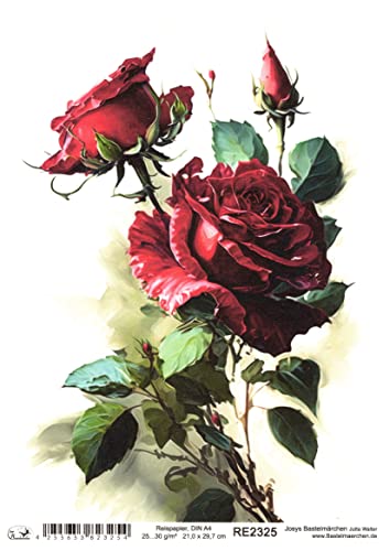 Josys Bastelmärchen Reispapier A4 Strohseide Decoupage Serviertentechnik Blumen rote Rosen RE2325 Josys Bastelmärchen Reispapier A4 Strohseide Decoupage Serviertentechnik Blumen rote Rosen RE2325 von Josys Bastelmärchen