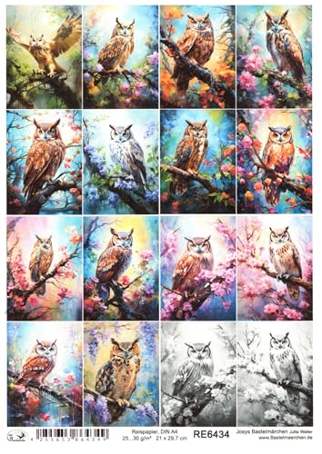 Josys Bastelmärchen Reispapier A4 Strohseide Decoupage Serviertentechnik Eulen Uhu kl. Bilder RE6434 Josys Bastelmärchen Reispapier A4 Strohseide Decoupage Serviertentechnik Eulen Uhu kl. Bilder RE6434 von Josys Bastelmärchen
