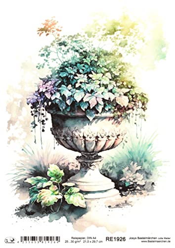 Josys Bastelmärchen Reispapier A4 Strohseide Decoupage Serviertentechnik Garten Blumen RE1926 von Josys Bastelmärchen