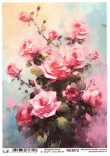 Josys Bastelmärchen Reispapier A4 Strohseide Decoupage Serviertentechnik Rosen Vintage RE3672 Josys Bastelmärchen Reispapier A4 Strohseide Decoupage Serviertentechnik Rosen Vintage RE3672 von Josys Bastelmärchen