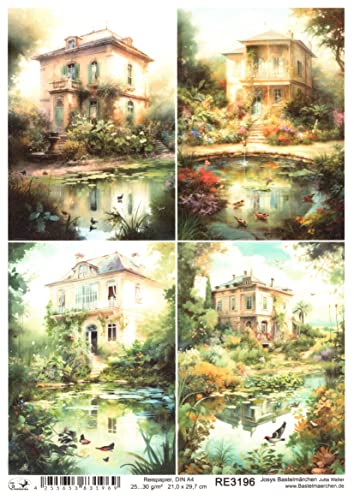 Josys Bastelmärchen Reispapier A4 Strohseide Decoupage Serviertentechnik Villa Teich Garten RE3196 Josys Bastelmärchen Reispapier A4 Strohseide Decoupage Serviertentechnik Villa Teich Garten RE3196 von Josys Bastelmärchen