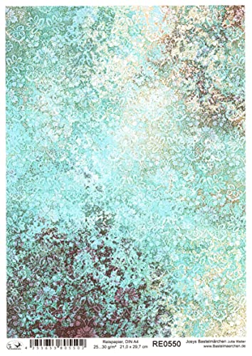 Josys Bastelmärchen Reispapier A4 Strohseide Decoupage Serviertentechnik Vintage Muster Rost RE0550 von Josys Bastelmärchen