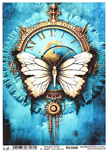 Josys Bastelmärchen Reispapier A4 Strohseide Decoupage Steampunk Cyberpunk Schmetterling Uhr RE3566 Josys Bastelmärchen Reispapier A4 Strohseide Decoupage Steampunk Cyberpunk Schmetterling Uhr RE3566 von Josys Bastelmärchen