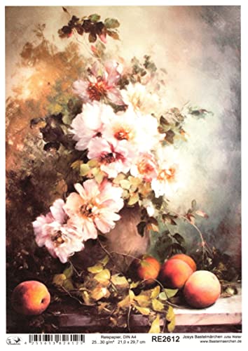 Josys Bastelmärchen Reispapier A4 Strohseide Decoupage Stillleben Vintage Blumen Obst RE2612 von Josys Bastelmärchen