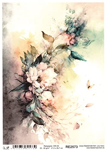 Josys Bastelmärchen Reispapier A4 Strohseide Decoupage Vintage Blumen Blumenmotiv Hintergrund RE2573 Josys Bastelmärchen Reispapier A4 Strohseide Decoupage Vintage Blumen Blumenmotiv Hintergrund RE2573 von Josys Bastelmärchen