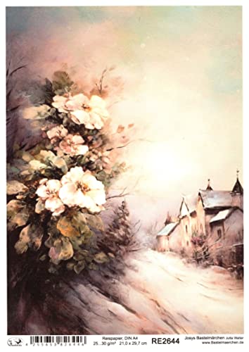 Josys Bastelmärchen Reispapier A4 Strohseide Decoupage Vintage Blumen Winter Haus RE2644 Josys Bastelmärchen Reispapier A4 Strohseide Decoupage Vintage Blumen Winter Haus RE2644 von Josys Bastelmärchen