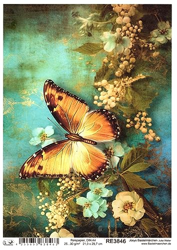 Josys Bastelmärchen Reispapier A4 Strohseide Decoupage Vintage Blumen grün Schmetterling RE3846 Josys Bastelmärchen Reispapier A4 Strohseide Decoupage Vintage Blumen grün Schmetterling RE3846 von Josys Bastelmärchen