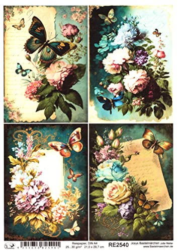 Josys Bastelmärchen Reispapier A4 Strohseide Decoupage Vintage Brief Blumen Schmetterling RE2540 Josys Bastelmärchen Reispapier A4 Strohseide Decoupage Vintage Brief Blumen Schmetterling RE2540 von Josys Bastelmärchen