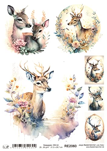 Josys Bastelmärchen Reispapier A4 Strohseide Decoupage Waldtiere Rehe Hirsch Kitz Blumen RE2060 Josys Bastelmärchen Reispapier A4 Strohseide Decoupage Waldtiere Rehe Hirsch Kitz Blumen RE2060 von Josys Bastelmärchen