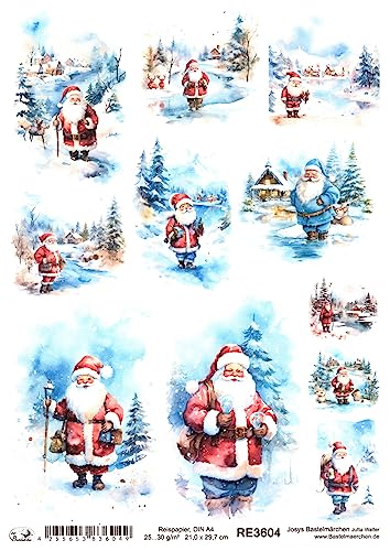 Josys Bastelmärchen Reispapier A4 Strohseide Decoupage Weihnachten Nikolaus Winterlandschaft RE3604 von Josys Bastelmärchen