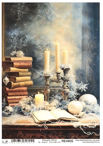 Josys Bastelmärchen Reispapier A4 Strohseide Decoupage Weihnachten Vintage Bücher Kerzen RE4605 Josys Bastelmärchen Reispapier A4 Strohseide Decoupage Weihnachten Vintage Bücher Kerzen RE4605 von Josys Bastelmärchen