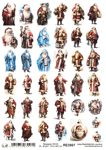 Josys Bastelmärchen Reispapier A4 Strohseide Decoupage Weihnachten Weihnachtsmann Santa Claus RE3997 Josys Bastelmärchen Reispapier A4 Strohseide Decoupage Weihnachten Weihnachtsmann Santa Claus RE3997 von Josys Bastelmärchen