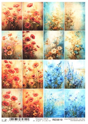 Josys Bastelmärchen Reispapier A4 Strohseide Decoupage kleine Bilder Mohnblumen Blaue Blumen RE5619 Josys Bastelmärchen Reispapier A4 Strohseide Decoupage kleine Bilder Mohnblumen Blaue Blumen RE5619 von Josys Bastelmärchen