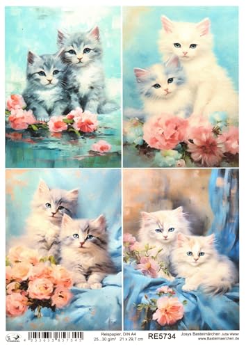 Josys Bastelmärchen Reispapier A4 Strohseide Decoupage süße Kätzchen Katze Katzen Blumen RE5734 Josys Bastelmärchen Reispapier A4 Strohseide Decoupage süße Kätzchen Katze Katzen Blumen RE5734 von Josys Bastelmärchen