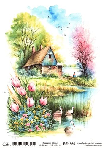 Josys Bastelmärchen Reispapier A4 Strohseide Landschaft See Blumen Rosen Vögel Haus Frühling RE1860 Josys Bastelmärchen Reispapier A4 Strohseide Landschaft See Blumen Rosen Vögel Haus Frühling RE1860 von Josys Bastelmärchen