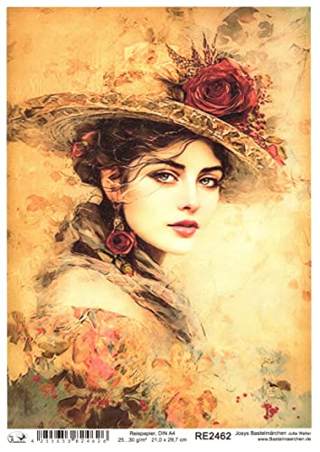 Josys Bastelmärchen Reispapier A4 Strohseide Mädchen Frau Portrait Malerei Vintage Blume Rose RE2462 Josys Bastelmärchen Reispapier A4 Strohseide Mädchen Frau Portrait Malerei Vintage Blume Rose RE2462 von Josys Bastelmärchen