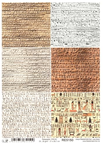 Josys Bastelmärchen Reispapier A4 Strohseide Motiv Runen alte Schriftzeichen Kulturen Ägypten RE5150 von Josys Bastelmärchen