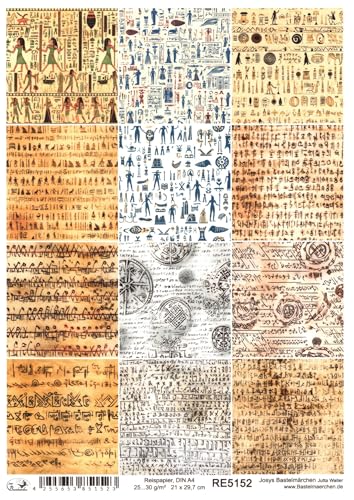 Josys Bastelmärchen Reispapier A4 Strohseide Motiv Runen alte Schriftzeichen Kulturen Ägypten RE5152 von Josys Bastelmärchen