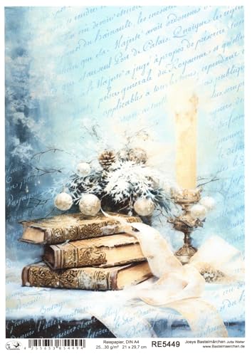 Josys Bastelmärchen Reispapier A4 Strohseide Motiv Weihnachten Vintage Bücher Kerze RE5449 Josys Bastelmärchen Reispapier A4 Strohseide Motiv Weihnachten Vintage Bücher Kerze RE5449 von Josys Bastelmärchen