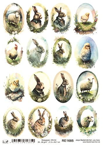 Josys Bastelmärchen Reispapier A4 Strohseide Ostern Ostereier Küken Schafe Blumen Hühner Hahn RE1685 Josys Bastelmärchen Reispapier A4 Strohseide Ostern Ostereier Küken Schafe Blumen Hühner Hahn RE1685 von Josys Bastelmärchen