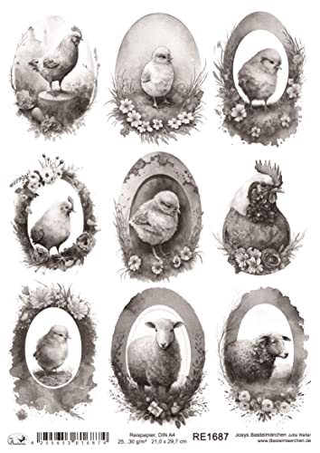 Josys Bastelmärchen Reispapier A4 Strohseide Ostern Ostereier Küken Schafe Blumen Hühner Hahn RE1687 Josys Bastelmärchen Reispapier A4 Strohseide Ostern Ostereier Küken Schafe Blumen Hühner Hahn RE1687 von Josys Bastelmärchen
