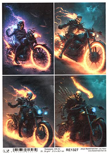 Josys Bastelmärchen Reispapier A4 Strohseide Skelett auf brennendem Motorrad Halloween Feuer RE1327 Josys Bastelmärchen Reispapier A4 Strohseide Skelett auf brennendem Motorrad Halloween Feuer RE1327 von Josys Bastelmärchen