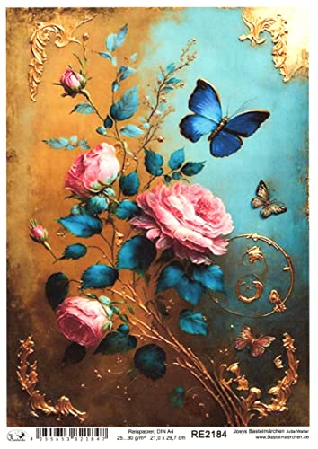 Josys Bastelmärchen Reispapier A4 Strohseide Vintage Gold Patina Blumen Schmetterling Shabby RE2184 Josys Bastelmärchen Reispapier A4 Strohseide Vintage Gold Patina Blumen Schmetterling Shabby RE2184 von Josys Bastelmärchen
