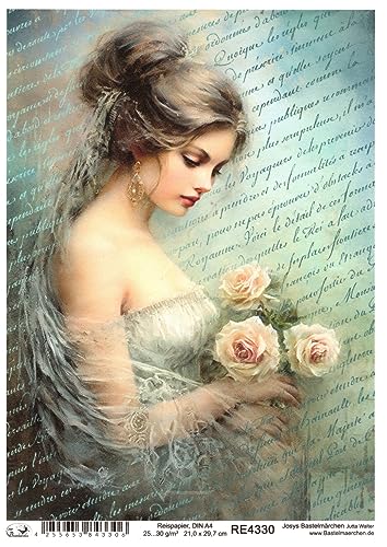 Josys Bastelmärchen Reispapier A4 Strohseide Vintage Scrapbooking Blumen Portrait Mädchen RE4330 Josys Bastelmärchen Reispapier A4 Strohseide Vintage Scrapbooking Blumen Portrait Mädchen RE4330 von Josys Bastelmärchen