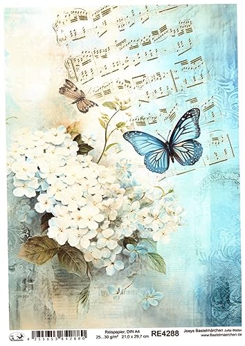 Josys Bastelmärchen Reispapier A4 Strohseide Vintage Scrapbooking Blumen Schmetterling Noten RE4288 Josys Bastelmärchen Reispapier A4 Strohseide Vintage Scrapbooking Blumen Schmetterling Noten RE4288 von Josys Bastelmärchen
