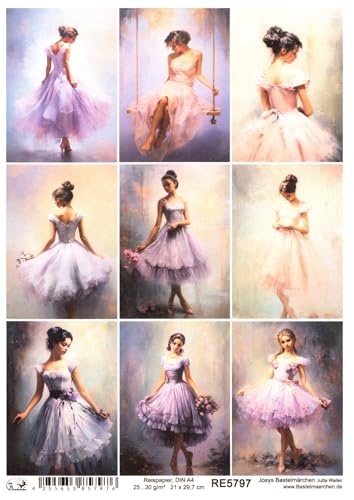 Josys Bastelmärchen Reispapier A4 Strohseide Vintage romantisch Romantic Style Ballett RE5797 von Josys Bastelmärchen