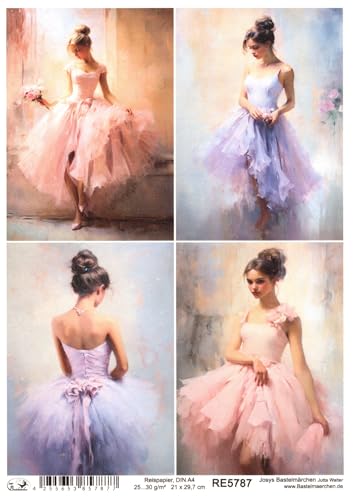 Josys Bastelmärchen Reispapier A4 Strohseide Vintage romantisch Romantic Style Rosen Mädchen RE5787 von Josys Bastelmärchen