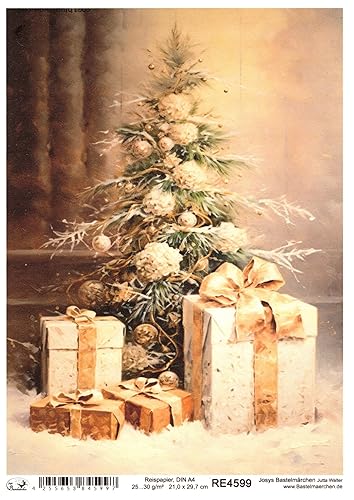 Josys Bastelmärchen Reispapier A4 Strohseide Weihnachten Geschenke Vintage Baum RE4599 Josys Bastelmärchen Reispapier A4 Strohseide Weihnachten Geschenke Vintage Baum RE4599 von Josys Bastelmärchen