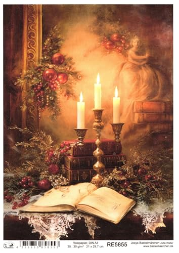Josys Bastelmärchen Reispapier A4 Strohseide Weihnachten Vintage Buch Gold Kerze Bild Gemälde RE5855 Josys Bastelmärchen Reispapier A4 Strohseide Weihnachten Vintage Buch Gold Kerze Bild Gemälde RE5855 von Josys Bastelmärchen