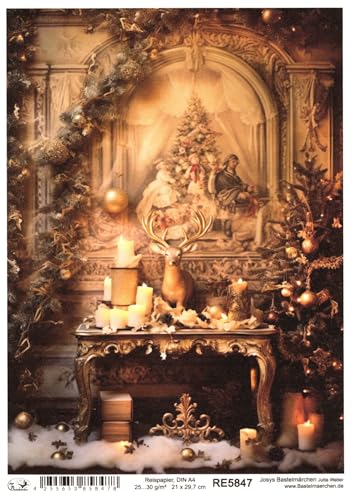 Josys Bastelmärchen Reispapier A4 Strohseide Weihnachten Vintage Buch Gold Kerze Hirsch RE5847 Josys Bastelmärchen Reispapier A4 Strohseide Weihnachten Vintage Buch Gold Kerze Hirsch RE5847 von Josys Bastelmärchen