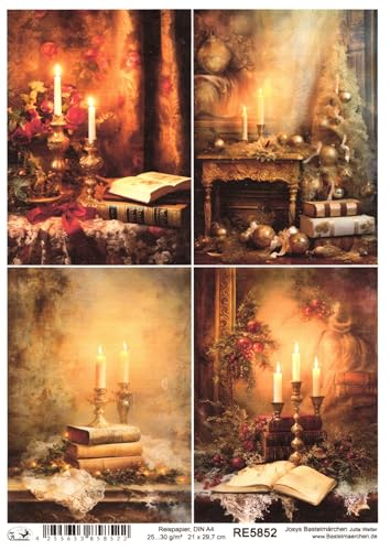 Josys Bastelmärchen Reispapier A4 Strohseide Weihnachten Vintage Buch Gold Kerze RE5852 Josys Bastelmärchen Reispapier A4 Strohseide Weihnachten Vintage Buch Gold Kerze RE5852 von Josys Bastelmärchen