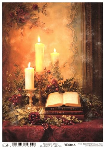 Josys Bastelmärchen Reispapier A4 Strohseide Weihnachten Vintage Buch Gold Kerze Rose RE5845 Josys Bastelmärchen Reispapier A4 Strohseide Weihnachten Vintage Buch Gold Kerze Rose RE5845 von Josys Bastelmärchen