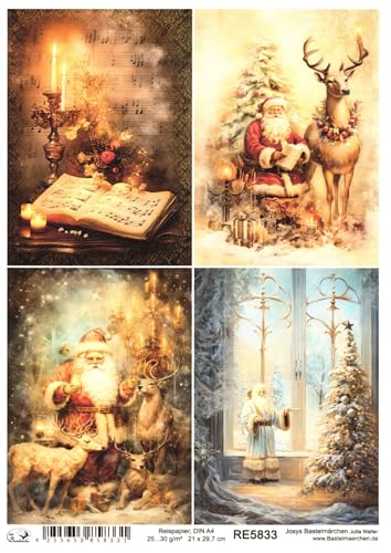 Josys Bastelmärchen Reispapier A4 Strohseide Weihnachten Vintage Noten Musik Kerze Rentier RE5833 Josys Bastelmärchen Reispapier A4 Strohseide Weihnachten Vintage Noten Musik Kerze Rentier RE5833 von Josys Bastelmärchen