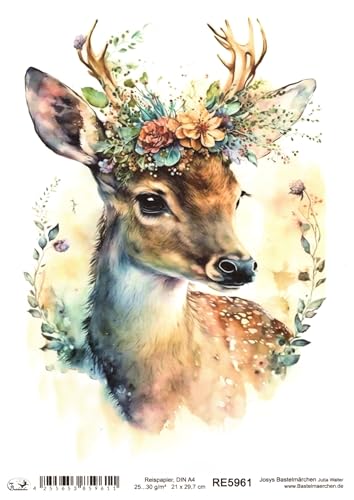 Josys Bastelmärchen Reispapier A4 Strohseide Weihnachten Vintage REH Rehkitz Blumen RE5961 Josys Bastelmärchen Reispapier A4 Strohseide Weihnachten Vintage REH Rehkitz Blumen RE5961 von Josys Bastelmärchen