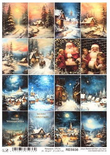 Josys Bastelmärchen Reispapier A4 Strohseide Weihnachten Vintage Weihnachtsmann Kinder Baum RE5936 Josys Bastelmärchen Reispapier A4 Strohseide Weihnachten Vintage Weihnachtsmann Kinder Baum RE5936 von Josys Bastelmärchen