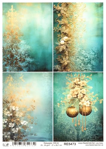 Josys Bastelmärchen Reispapier A4 Strohseide goldene Ornamente Weihnachten Vintage Blumen RE5473 Josys Bastelmärchen Reispapier A4 Strohseide goldene Ornamente Weihnachten Vintage Blumen RE5473 von Josys Bastelmärchen