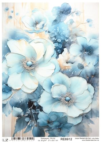 Josys Bastelmärchen Reispapier DIN A4 Strohseide Decoupage Motiv Blaue weiße Blumen Blüten RE6912 Josys Bastelmärchen Reispapier DIN A4 Strohseide Decoupage Motiv Blaue weiße Blumen Blüten RE6912 von Josys Bastelmärchen