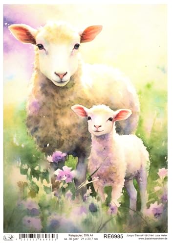 Josys Bastelmärchen Reispapier DIN A4 Strohseide Decoupage Motiv Ostern Schaf Lamm Blumen RE6985 Josys Bastelmärchen Reispapier DIN A4 Strohseide Decoupage Motiv Ostern Schaf Lamm Blumen RE6985 von Josys Bastelmärchen