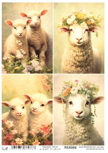 Josys Bastelmärchen Reispapier DIN A4 Strohseide Decoupage Motiv Ostern Schaf Lamm Blumen RE6988 Josys Bastelmärchen Reispapier DIN A4 Strohseide Decoupage Motiv Ostern Schaf Lamm Blumen RE6988 von Josys Bastelmärchen