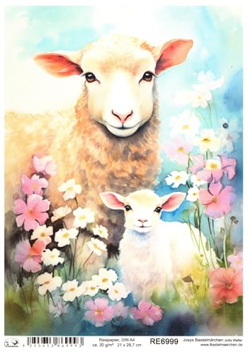 Josys Bastelmärchen Reispapier DIN A4 Strohseide Decoupage Motiv Ostern Schaf und Lamm Blumen RE6999 Josys Bastelmärchen Reispapier DIN A4 Strohseide Decoupage Motiv Ostern Schaf und Lamm Blumen RE6999 von Josys Bastelmärchen