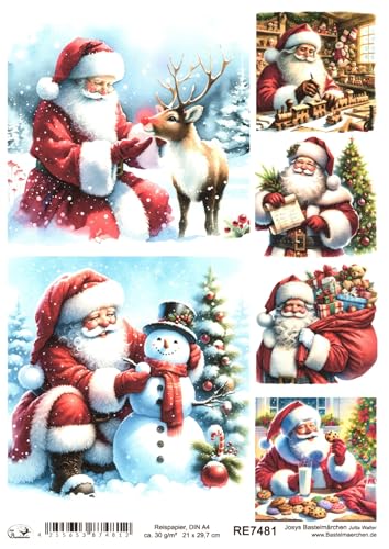 Josys Bastelmärchen Reispapier DIN A4 Strohseide Decoupage Weihnachten Weihnachtsmann RE7481 Josys Bastelmärchen Reispapier DIN A4 Strohseide Decoupage Weihnachten Weihnachtsmann RE7481 von Josys Bastelmärchen