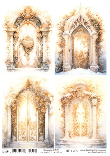 Josys Bastelmärchen Reispapier DIN A4 Strohseide Motiv Tor Tür filigran verziert goldfarben RE7202 Josys Bastelmärchen Reispapier DIN A4 Strohseide Motiv Tor Tür filigran verziert goldfarben RE7202 von Josys Bastelmärchen