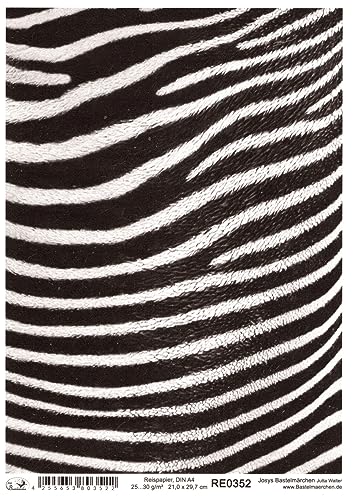 Josys Bastelmärchen Reispapier Strohseide Decoupage Serviertentechnik Muster Zebra Fell RE0352 von Josys Bastelmärchen
