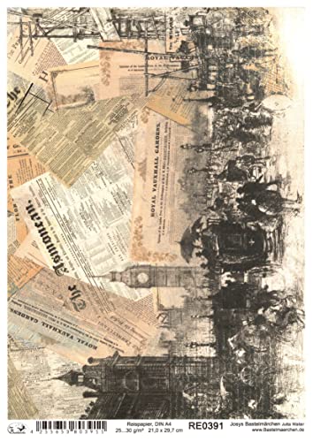 Josys Bastelmärchen Reispapier Strohseide Decoupage Serviertentechnik Vintage London Zeitung RE0391 von Josys Bastelmärchen