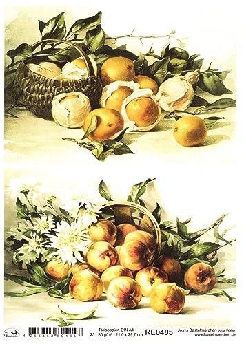Josys Bastelmärchen Reispapier Strohseide Decoupage Stillleben Vintage Pfirsiche Zitronen RE0485 von Josys Bastelmärchen